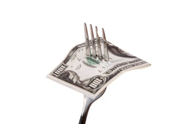 Doları banknot çatal üzerinde