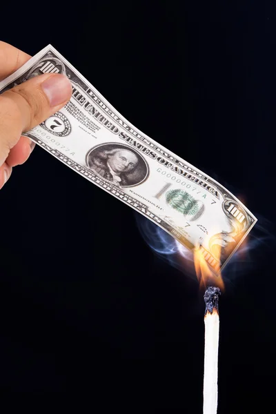 Burning Dollar Banknotes Royalty Free Stock Photos