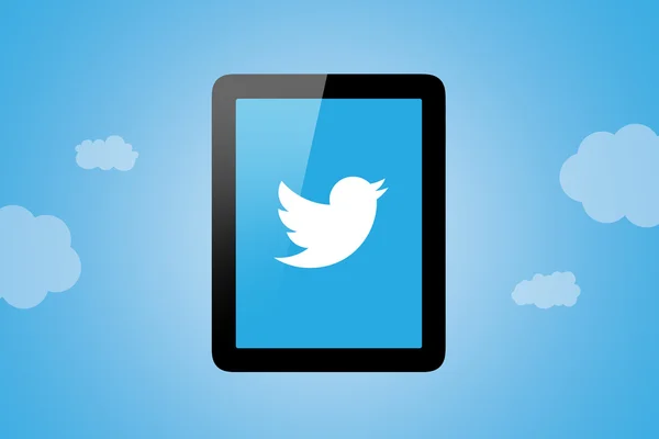 Ícone do Twitter no Tablet Pc — Fotografia de Stock