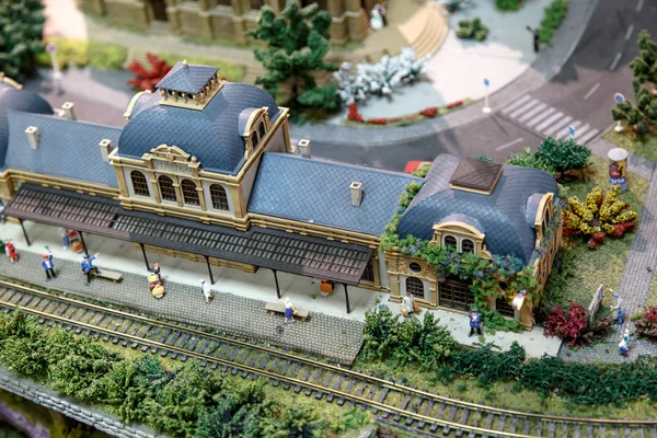 Miniaturmodelle des Eisenbahnmuseums Vilnius Stockbild