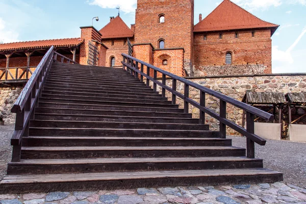 Scale di legno del castello Trakai — Foto Stock