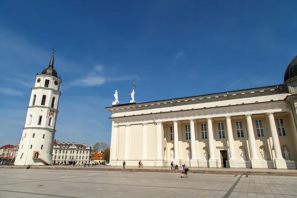 Náměstí s katedrálou a Vilnius — Stock fotografie