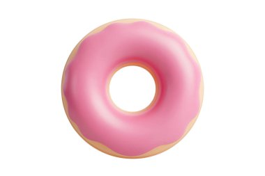 Gerçekçi tatlı bir çöreğin 3 boyutlu yorumlanması pembe çilekli krema ve renkli serpintiler yemek reklamı ve tasarım için beyaz arka planda izole edilmiş..