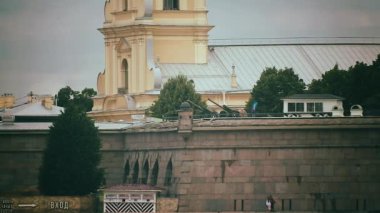 A blank shot from a cannon in St. Petersburg at noon at the Peter and Paul Fortress