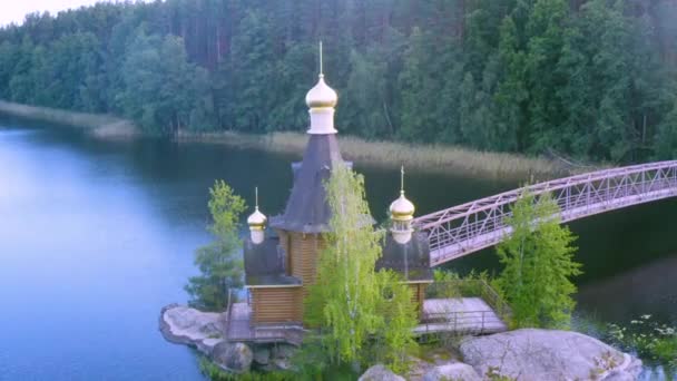 Церква Святого Андрія Першого Річці Вуокса Санкт Петербурзі Росія Висоти — стокове відео