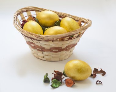 Altın yumurta bir hasır vazoda