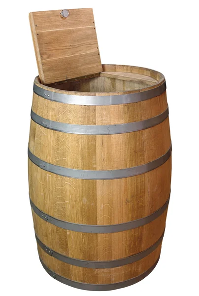 白い背景の上に木製の樽 — ストック写真