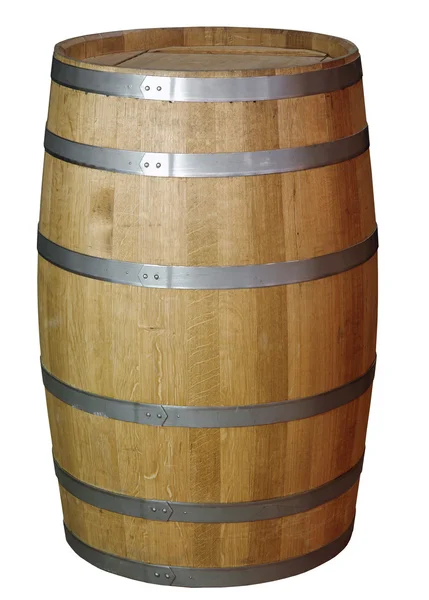 白い背景の上に木製の樽 — ストック写真