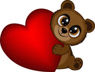 Sevimli bir ayıyla sevgililer günü kartı. Vektör illüstrasyonu.