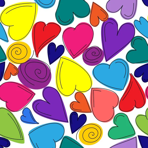 Cute Valentine Hearts Pola mulus - Stok Vektor