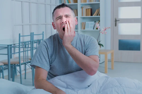 Sleepless Man In Bed — Stock Photo, Image