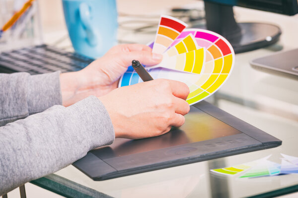 Designer using graphics tablet