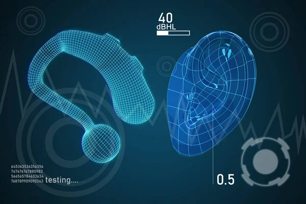 Graphic Showing Hearing Aid Human Ear Hearing Tests Mixed Media — Stock Photo, Image