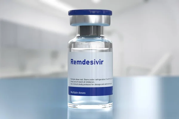 レミデビル抗ウイルスFda承認薬コロナウイルスの治療のためのCovid 3Dイラスト — ストック写真