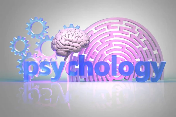 Mot Psychologie Engrenages Labyrinthe Cerveau Humain Présenté Ici Comme Concept — Photo