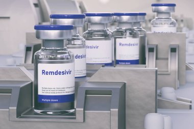 Remdesivir (tescilli olmayan uluslararası bir isim) antiviral FDA Coronavirus covid-19, 3d illüstrasyon tedavisi için onaylı ilaç