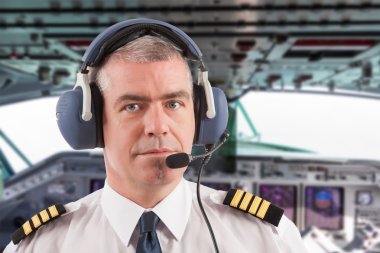 Airline pilot on board clipart