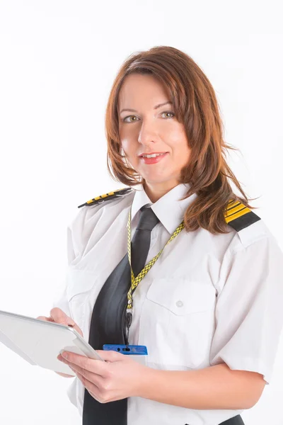 Kvinnan airline pilot — Stockfoto