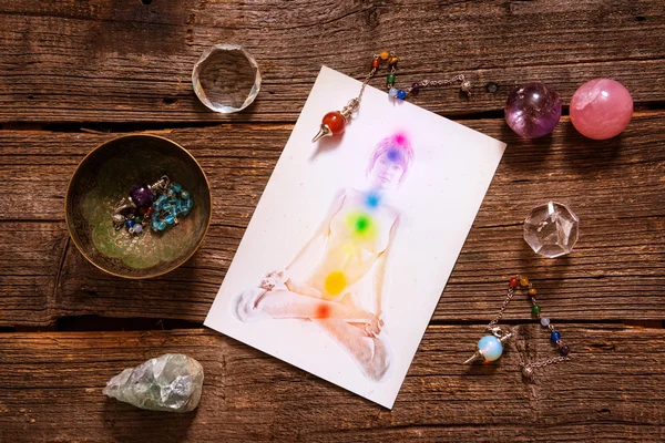 Chakras over a human body — Stock Photo, Image