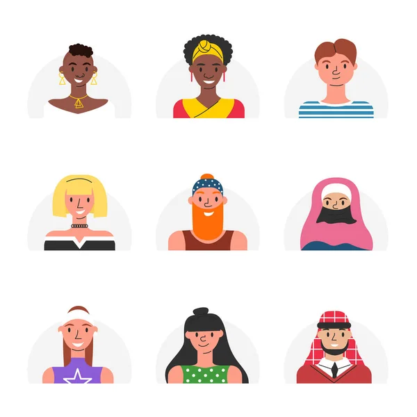 Bundle Vectoriel Avec Divers Avatars Personnes Pour Les Utilisateurs Comptes — Image vectorielle