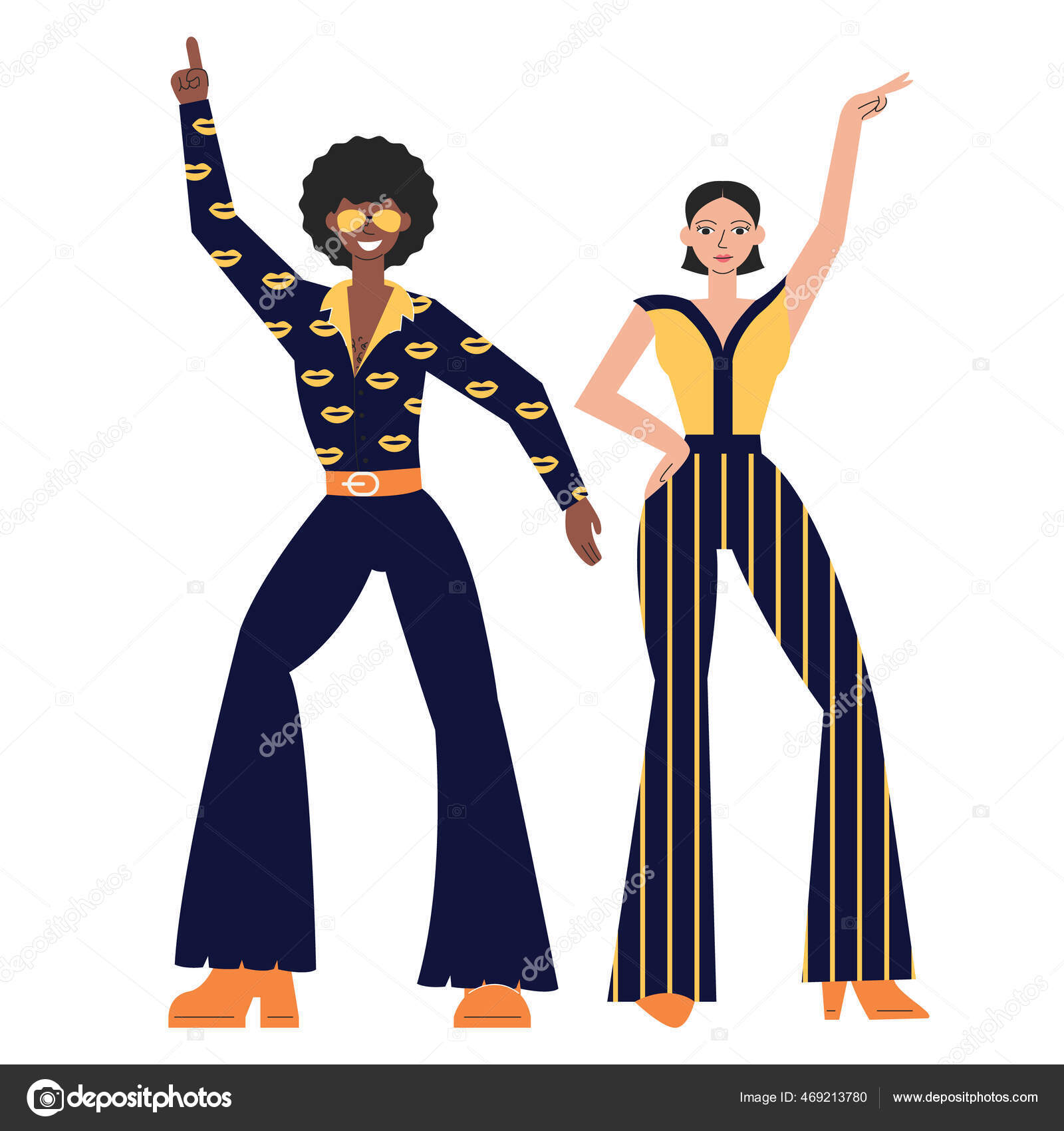 让迪斯科舞蹈演员在白色背景下被隔离20世纪70年代派对风格服装中的异性恋夫妇男人和女人在20世纪80年代灵魂发散的时候复古的80年代时尚回来了, image size:1600x1700