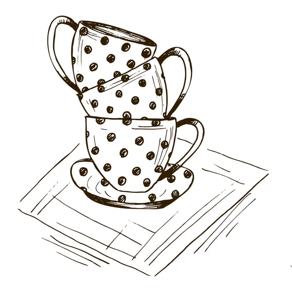 老式手绘咖啡杯 白色背景隔离 — 图库矢量图片