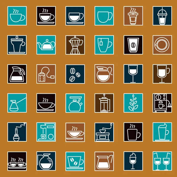 Kaffee Und Tee Ikonen Set — Stockvektor