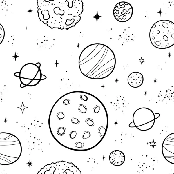 Handgezeichnete Vorlage Für Space Banner Space Doodle Vector Illustration Mit — Stockvektor