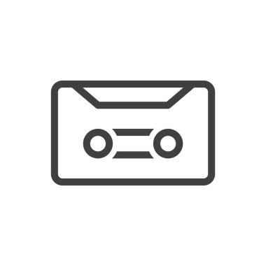 Ses kaseti simgesi. Basit doğrusal görüntü. Saf beyaz arkaplanda izole edilmiş bir vektör.