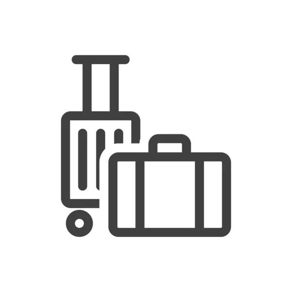 Maletas de iconos para viajar. Simple vector lineal equipaje de mano. La ubicación de la maleta con ruedas detrás de la maleta de mano. Vector aislado sobre fondo blanco. — Archivo Imágenes Vectoriales