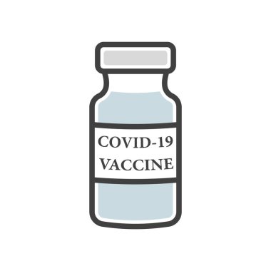 Covid-19 aşı ampul ikonu. Virüse karşı aşısı olan basit bir renk bankası. Beyaz arkaplanda izole edilmiş vektör.