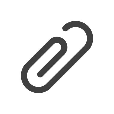 Ataç simgesi. Birden fazla kağıt katmanını bağlamak için kavisli metal bir ataçın basit bir resmi. Beyaz arkaplanda izole edilmiş vektör.