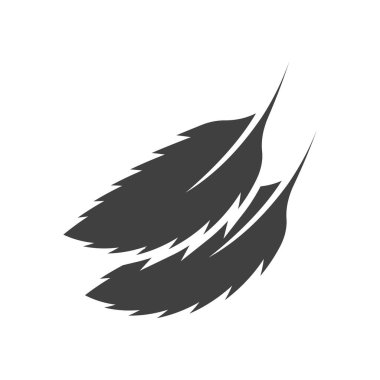 Paralel iki nanenin ikonu birbiri ardına yalan söyler. Siyaha bulanmış kavisli bir nane yaprağının basit bir resmi. Saf beyaz arkaplanda izole edilmiş vektör.