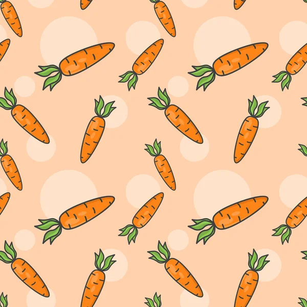 Patrón sin costuras con zanahorias. Una imagen de vegetales dispersos al azar. Ilustración vectorial sobre fondo naranja. — Archivo Imágenes Vectoriales