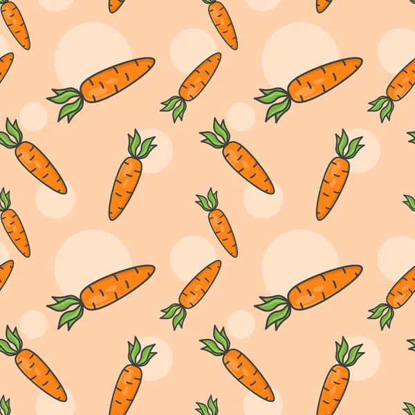 Patrón sin costuras con zanahorias. Una imagen de vegetales dispersos al azar. Ilustración vectorial sobre fondo naranja. — Vector de stock