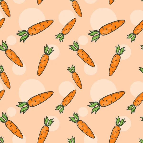 Bezešvé vzory s mrkví. Obraz náhodně roztroušené zeleniny. Vektorová ilustrace na oranžovém pozadí. Royalty Free Stock Ilustrace