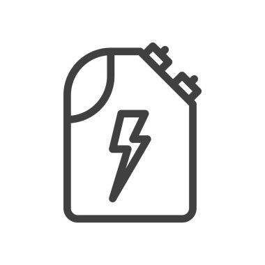 Elektrikli araba kutu ikonunu şarj ediyor. Pozitif ve negatif temas için iki sensörü olan basit bir doğrusal kutu. Herhangi bir elektrikli cihaz için mobil şarj cihazı. Saf beyaz arkaplanda izole edilmiş vektör.