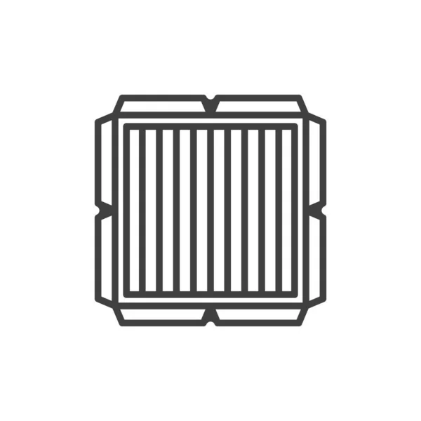 空气过滤器图标。塑料框架中空气过滤器的一个简单的线性图像，用来清除灰尘和泥土中的空气。纯白色背景上的分离载体. — 图库矢量图片