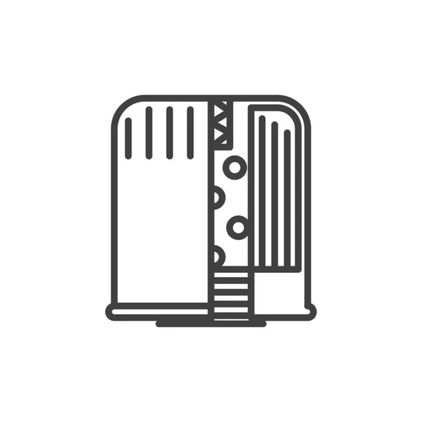 Ölfilter-Symbol. Quarter cut. Eine einfache Linienzeichnung eines Filters zur Ölreinigung. Isolierter Vektor weißer Hintergrund. — Stockvektor