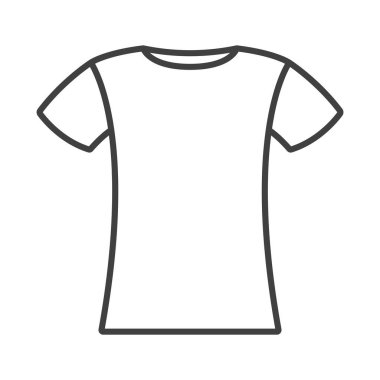 Tişört doğrusal simgesi. Kısa kollu bir gömleğin basit bir çizimi. Temiz beyaz arkaplanda izole edilmiş vektör görüntüsü.