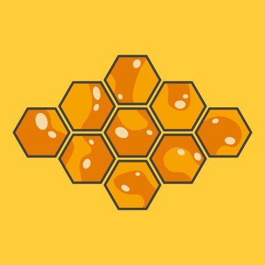 Bal petekleri. Parlak renk dokusu tatlım, 3 boyutlu altıgenler. Tasarım afişi, reklamcılık ya da duvar kağıdı için elementler. vektör illüstrasyonu.