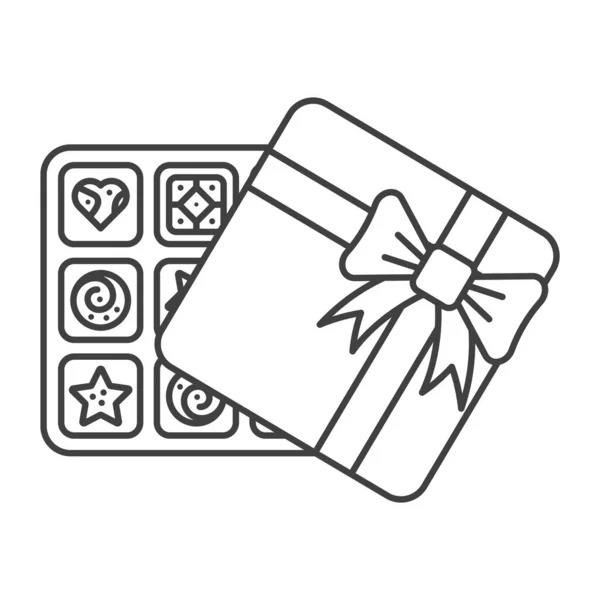 Икона из открытой коробки конфет к празднику перемотала поклон. Подарок на День Святого Валентина. Изолированный вектор на белом фоне. — стоковый вектор