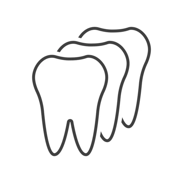 Bir satırdaki dişler simgesi. Peş peşe üç dişin basit bir çizimi. Beyaz arkaplanda izole edilmiş vektör. — Stok Vektör