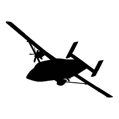 black airplane icon on white background