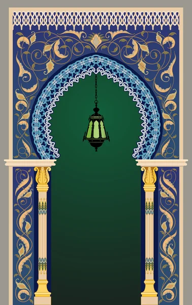 Islamic decorative arc with lantern - eps10 — Stock Vector