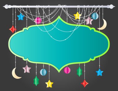 Ay ve yıldızlar için özel bir selam ile tahta asılı