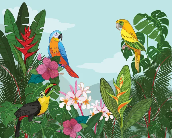 Paraíso de la selva tropical — Vector de stock