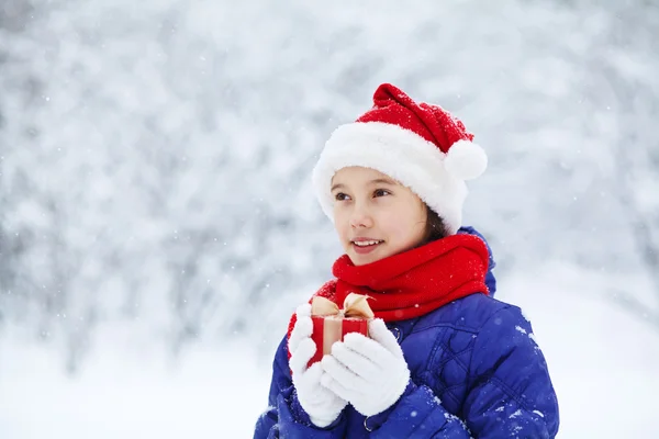 Adolescent fille avec un cadeau dans leurs mains — Photo