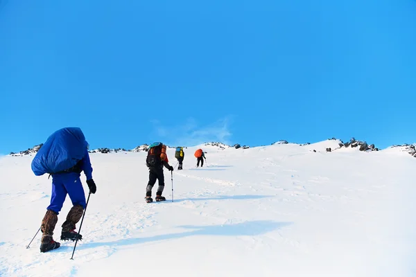 Grupo de caminhantes na montanha — Fotografia de Stock