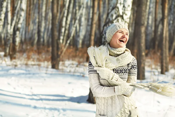 Winter woman on a walk — Stock Photo, Image